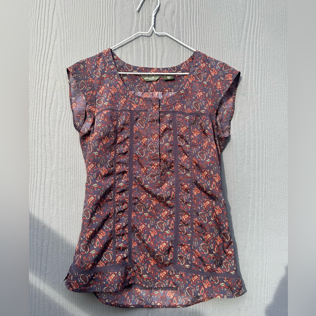 Eddie Bauer Brand Women’s Paisley Short Sleeve Blouse Size Xs